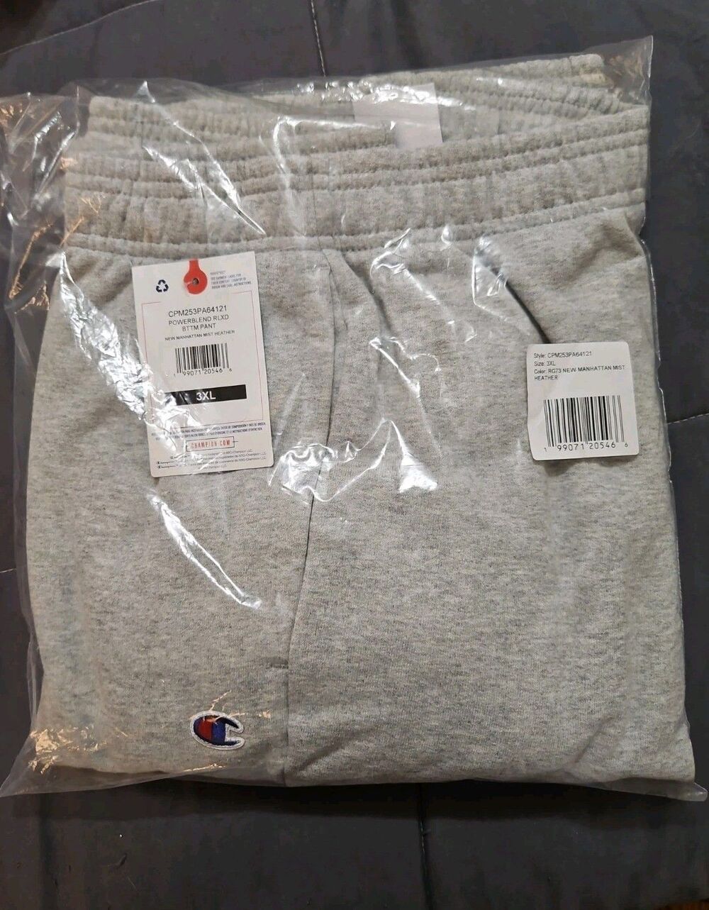 NWT Champion Powerblend Relaxed Bottom Pants Fleece Sweatpants Gray 3XL